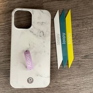 LOOPY PHONE CASE- iPhone 12 Pro Max - white marble with 4 interchangeable loops